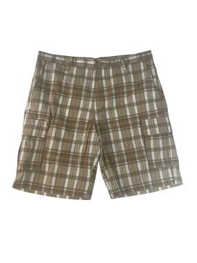 Dockers Cargo Shorts Mens 36 Brown Plaid Casual Summer